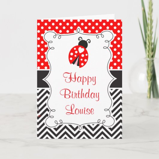 Carte Coccinelle Fête d'anniversaire (Devant)