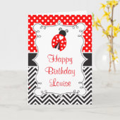 Carte Coccinelle Fête d'anniversaire (Fleur jaune)