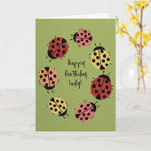 Carte Coccinelles d'anniversaire (Fleur jaune)