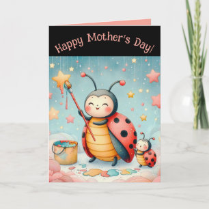 Carte Coccinelles maman et bébé éditable Fête des Mères