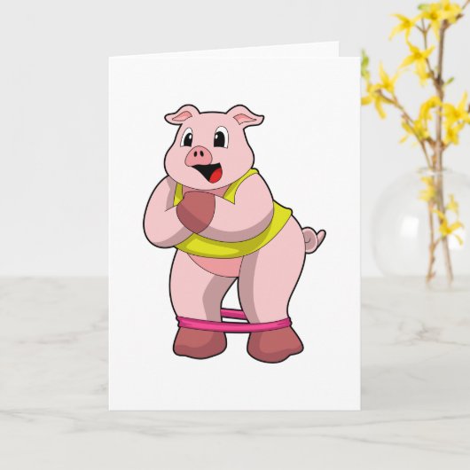 Carte Cochon à la forme physique avec élastique (Fleur jaune)