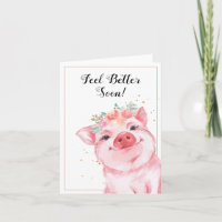 Cochon à l'aquarelle mignon avec couronne florale