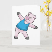 Carte Cochon à Yoga Étiré (Fleur jaune)
