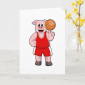 Carte Cochon au basket-ball (Fleur jaune)