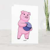 Carte Cochon au bowling avec boule de bowling (Dos)