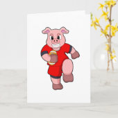 Carte Cochon au football (Fleur jaune)