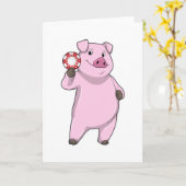Carte Cochon au poker avec des jetons de poker (Fleur jaune)