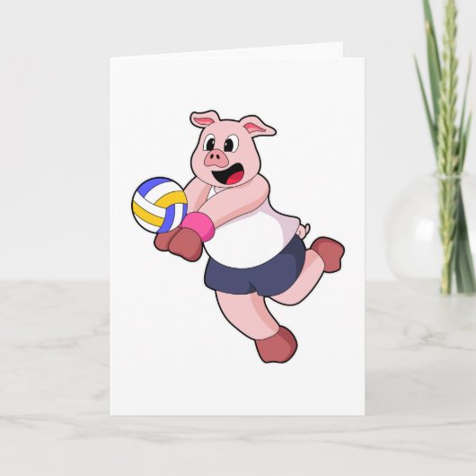 Carte Cochon au sport de volley-ball (Devant)