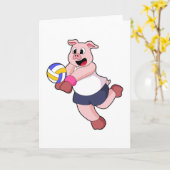 Carte Cochon au sport de volley-ball (Fleur jaune)