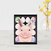 Carte Cochon Avec Des Oreilles De Lapin Et Des Oeufs De  (Fleur jaune)