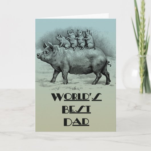 Carte Cochon avec Fête des pères de porcelets (Devant)