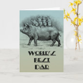 Carte Cochon avec Fête des pères de porcelets (Fleur jaune)