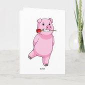 Carte Cochon avec fleur de rose (Dos)