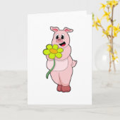 Carte Cochon avec fleur jaune (Fleur jaune)
