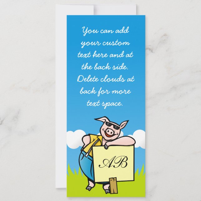 Carte Cochon avec signe (Devant)