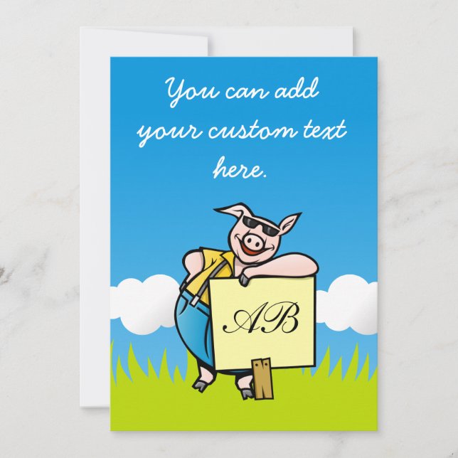 Carte Cochon avec signe (Devant)