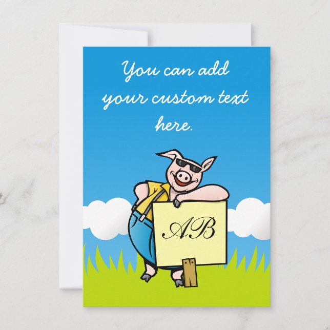 Carte Cochon avec signe (Devant)