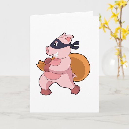 Carte Cochon comme coureur (Fleur jaune)