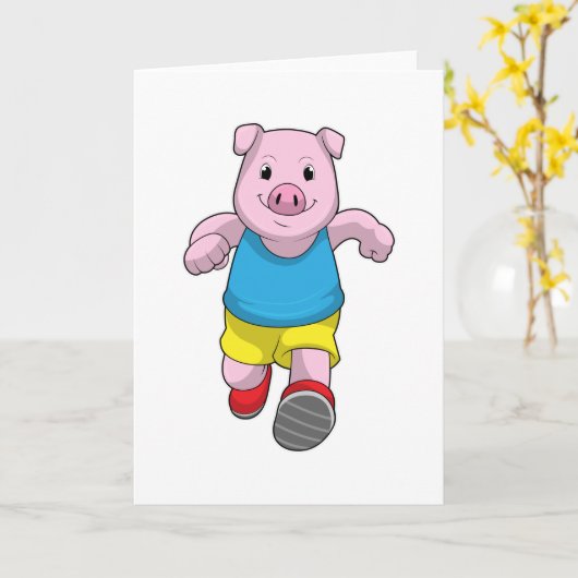 Carte Cochon comme coureur à la course (Fleur jaune)
