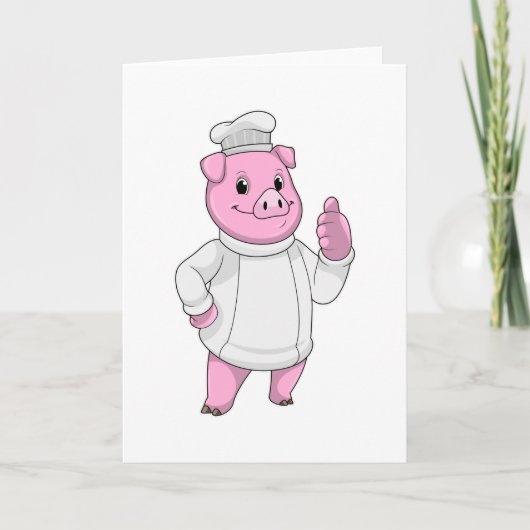 Carte Cochon comme cuisinier avec casquette chef (Devant)