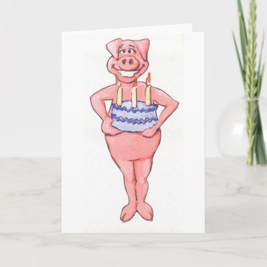 Carte Cochon d'anniversaire (Devant)