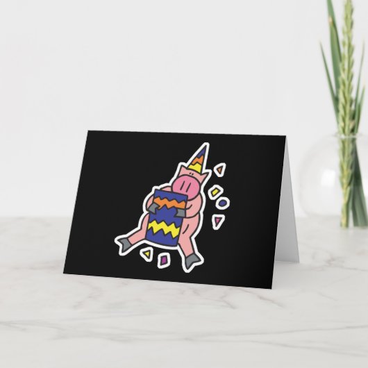 Carte cochon d'anniversaire mignon (Devant)