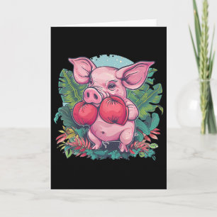 Carte Cochon de boxe avec gants de boxe Kickboxing Box d
