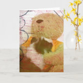 Carte Cochon de Guinée et ours en peluche Texture des mé (Fleur jaune)