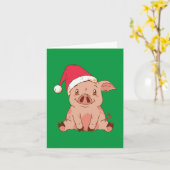 Carte Cochon de Noël (Fleur jaune)