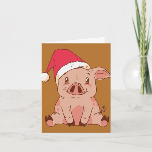 Carte Cochon de Noël mignon (Devant)