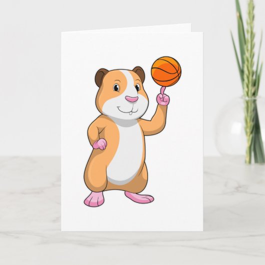 Carte Cochon d'Inde joueur de basket-ball avec Basketbal (Devant)