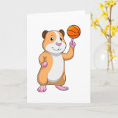 Carte Cochon d'Inde joueur de basket-ball avec Basketbal (Fleur jaune)