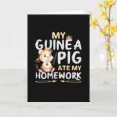 Carte Cochon d'Inde Mignon a Mangé Mon Devoir (Fleur jaune)