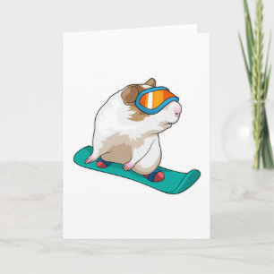 Carte Cochon d'Inde Snowboardeur Snowboard