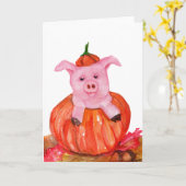 Carte Cochon en Citrouille (Fleur jaune)