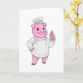 Carte Cochon en cuisinier avec toque de chef (Fleur jaune)
