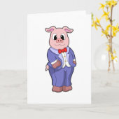 Carte Cochon en forme de chambre avec costume (Fleur jaune)