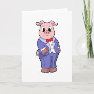 Carte Cochon en forme de chambre avec costume