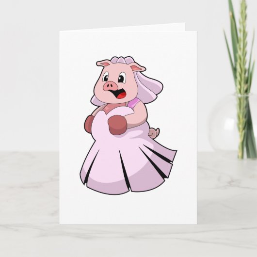 Carte Cochon en mariée avec robe Mariage.PNG (Devant)