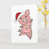 Carte Cochon Joyeux Noël Animaux Cochons (Fleur jaune)