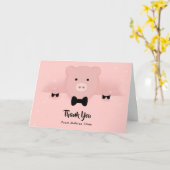 Carte Cochon rose géant dans un Merci de Cravate de cabo (Fleur jaune)