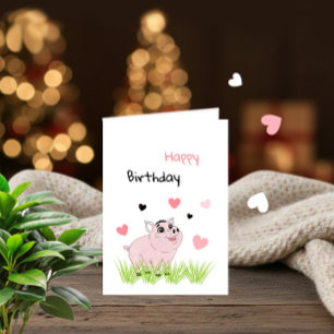 Carte Cochon rose mignon