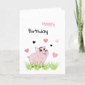 Carte Cochon rose mignon (Devant)