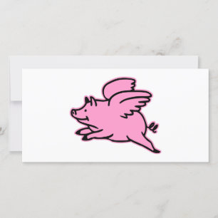Carte Cochon rose volant très mignon