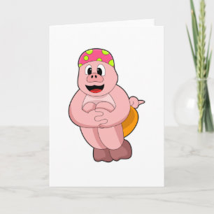 Carte Cochon sautant dans l'eau