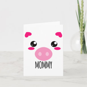 Carte Cochon Visage Kawaii Costume Halloween pour maman