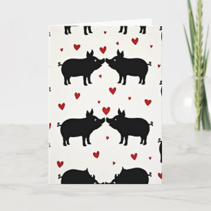 Carte cochons mignons en amour