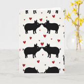 Carte cochons mignons en amour (Fleur jaune)