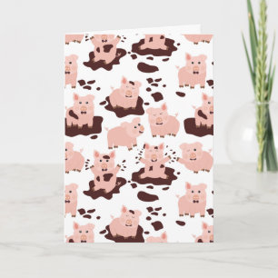 Carte Cochons mignons jouant dans les animaux de la ferm