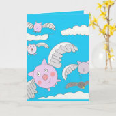 Carte Cochons volants amusants et corbeau perméable modi (Fleur jaune)